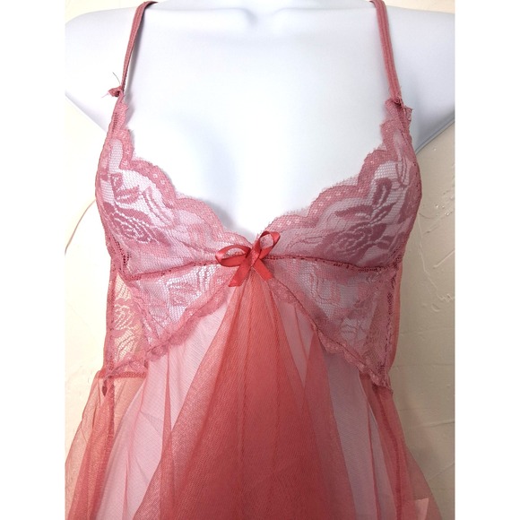 Vtg Y2K Baby Doll Lace Tulle Sheer Tank Top‎ Size Small Fairy Coquette Dainty - Picture 5 of 6